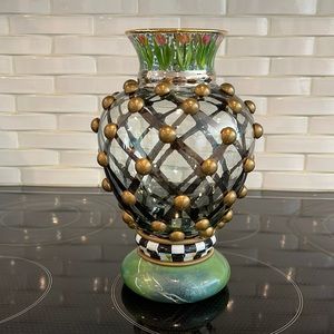 MacKenzie-Child’s - Vintage Hand-painted Glass Vase- perfect condition!